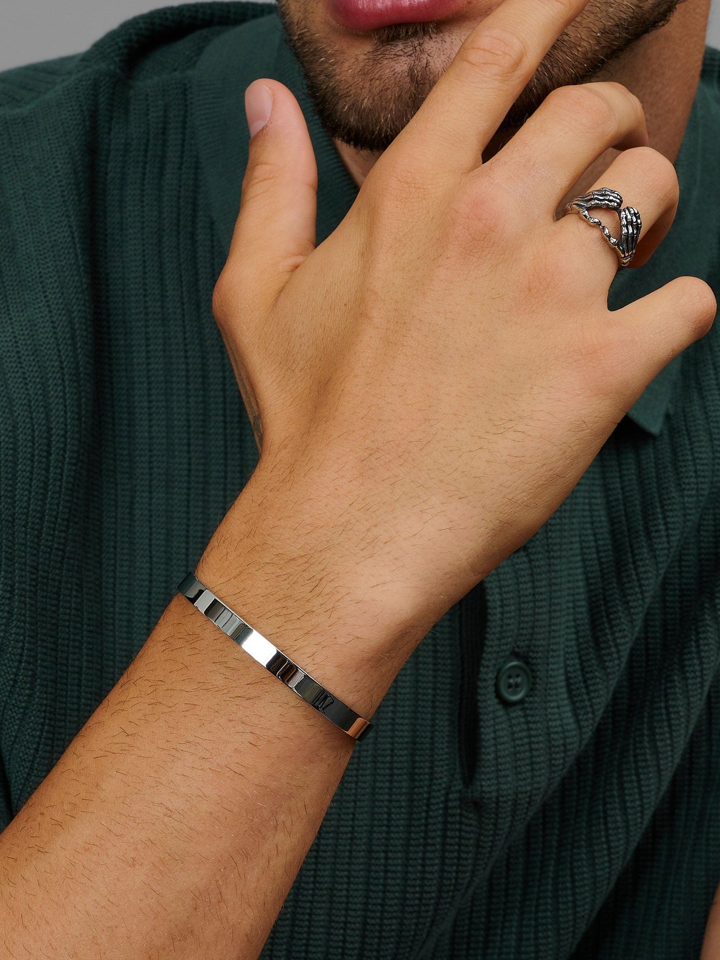 Silver Open Cuff Bangle