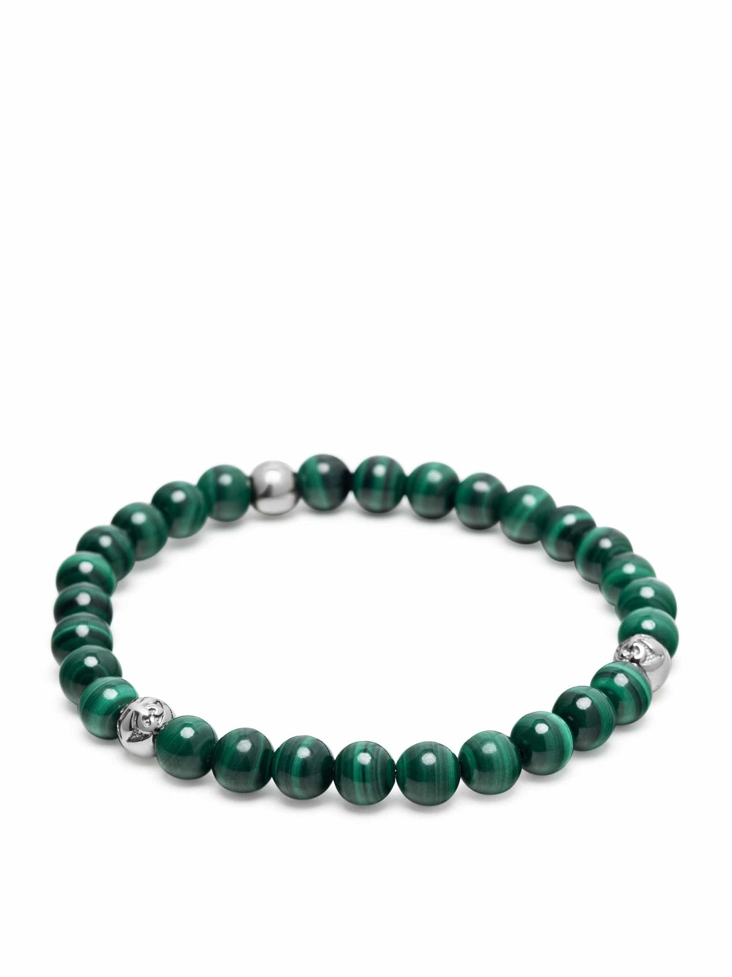 6mm Green Malachite Bracelet with Silver Balls