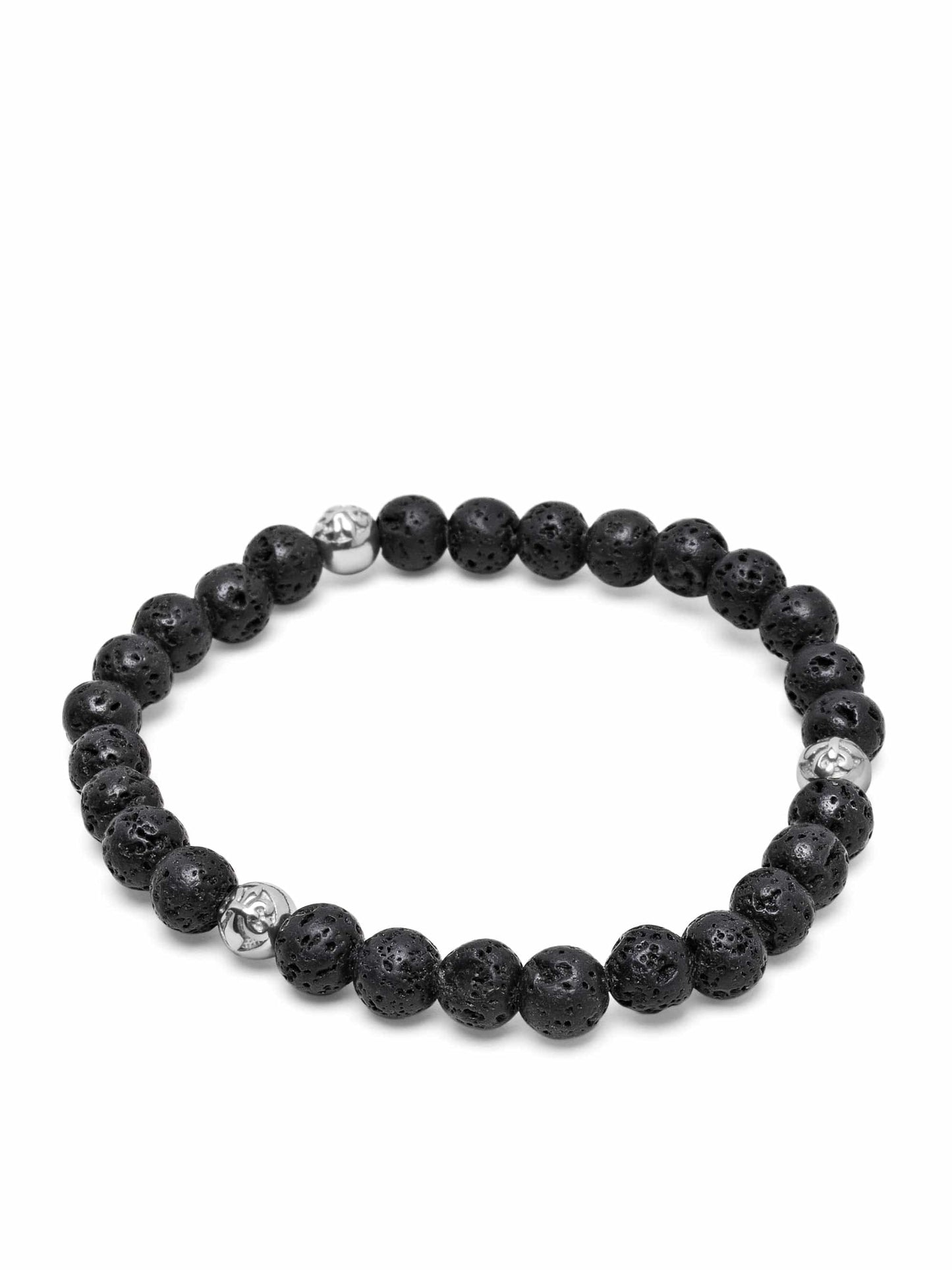 6mm Lava Stone Bracelet with Silver Balls