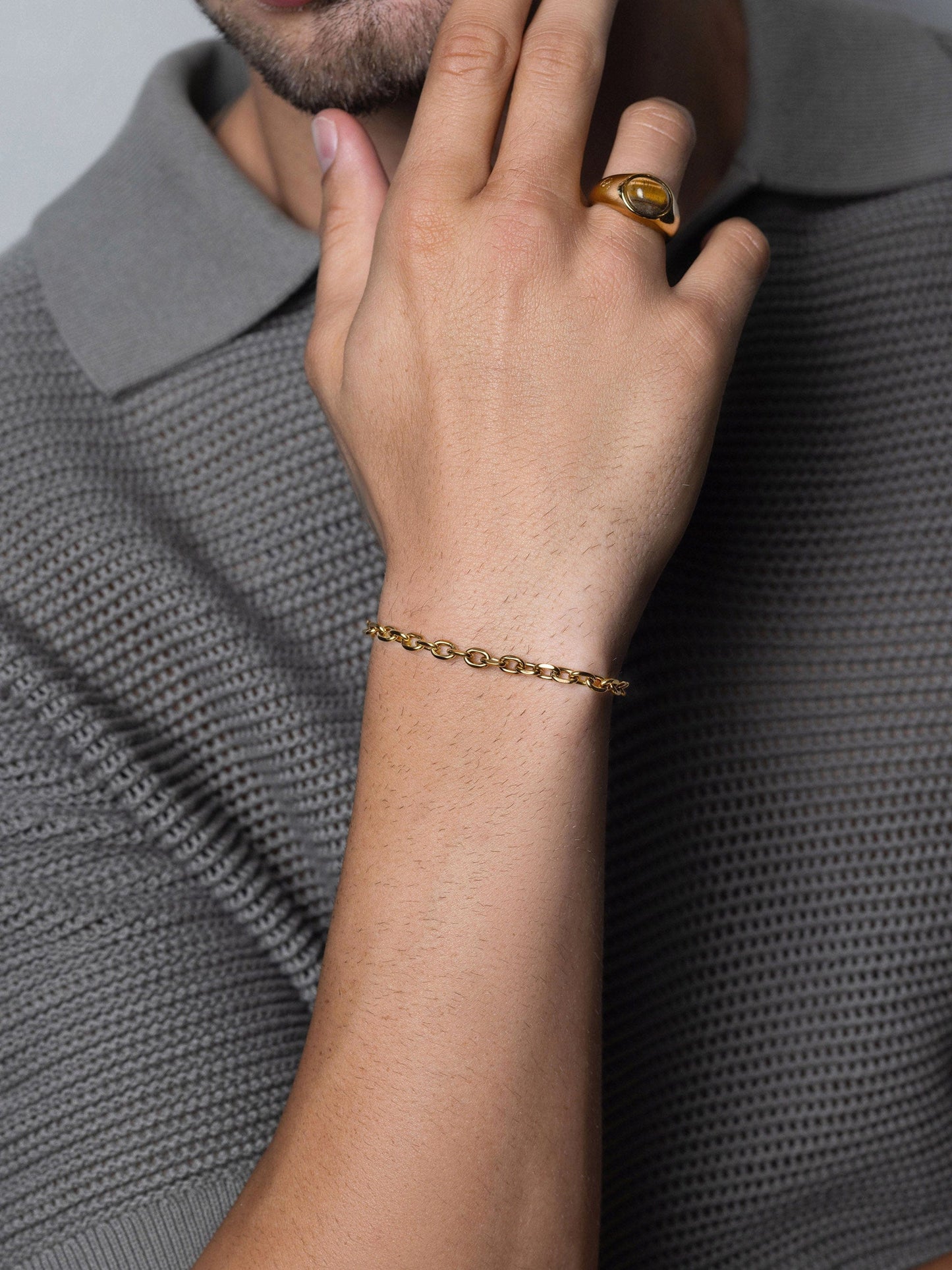 Men's Gold 4mm Cable Chain Bracelet