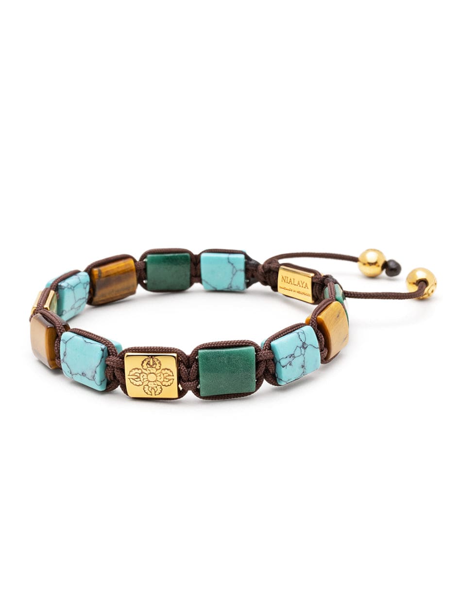 The Dorje Flatbead Collection - Turquoise, Green Jade and Brown Tiger Eye