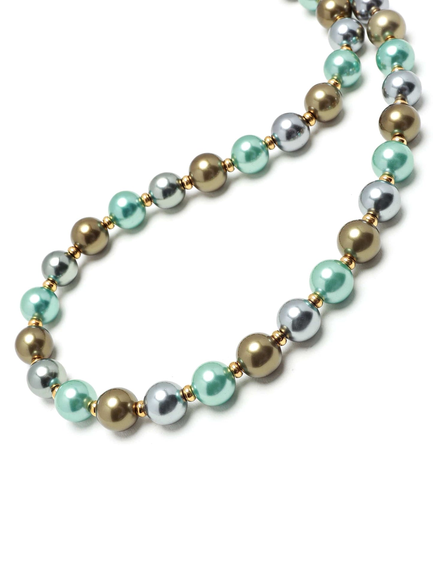 10mm Pastel Metallic Pearl Necklace with Gold