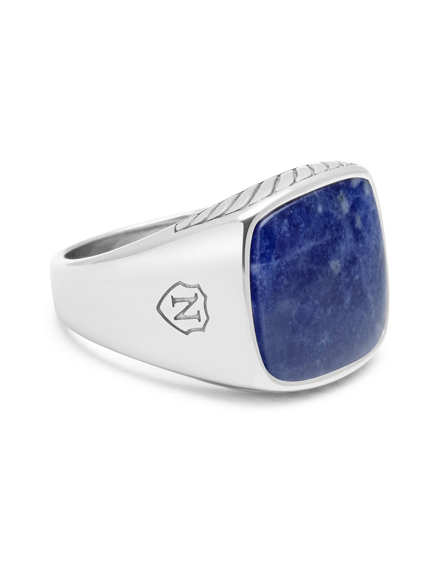 Gentleman's Silver Signet Ring with Blue Dumortierite