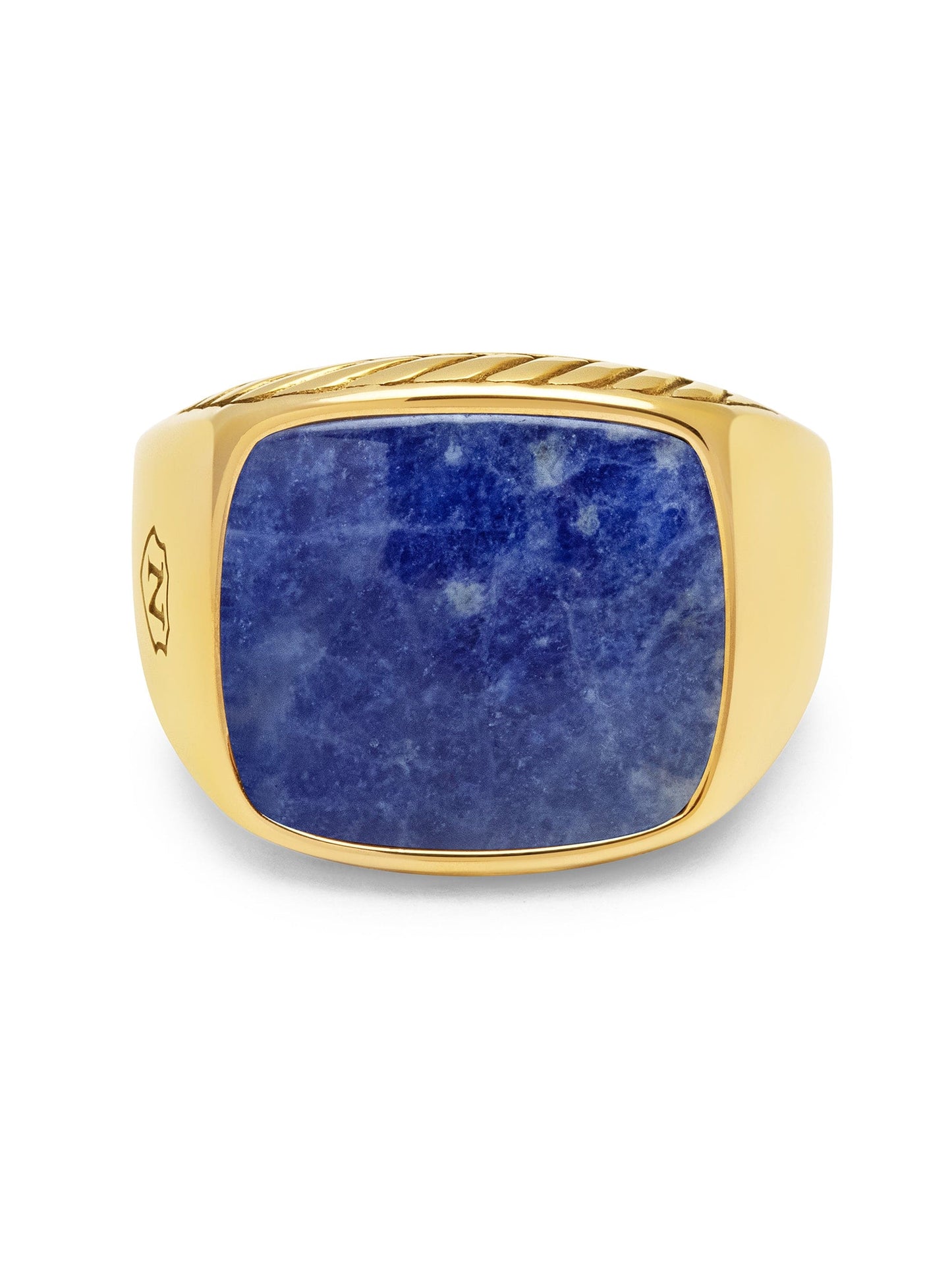 Gentleman's Gold Signet Ring with Blue Dumortierite