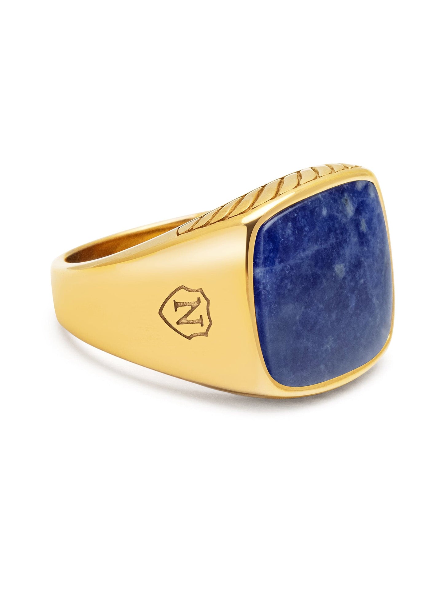 Gentleman's Gold Signet Ring with Blue Dumortierite