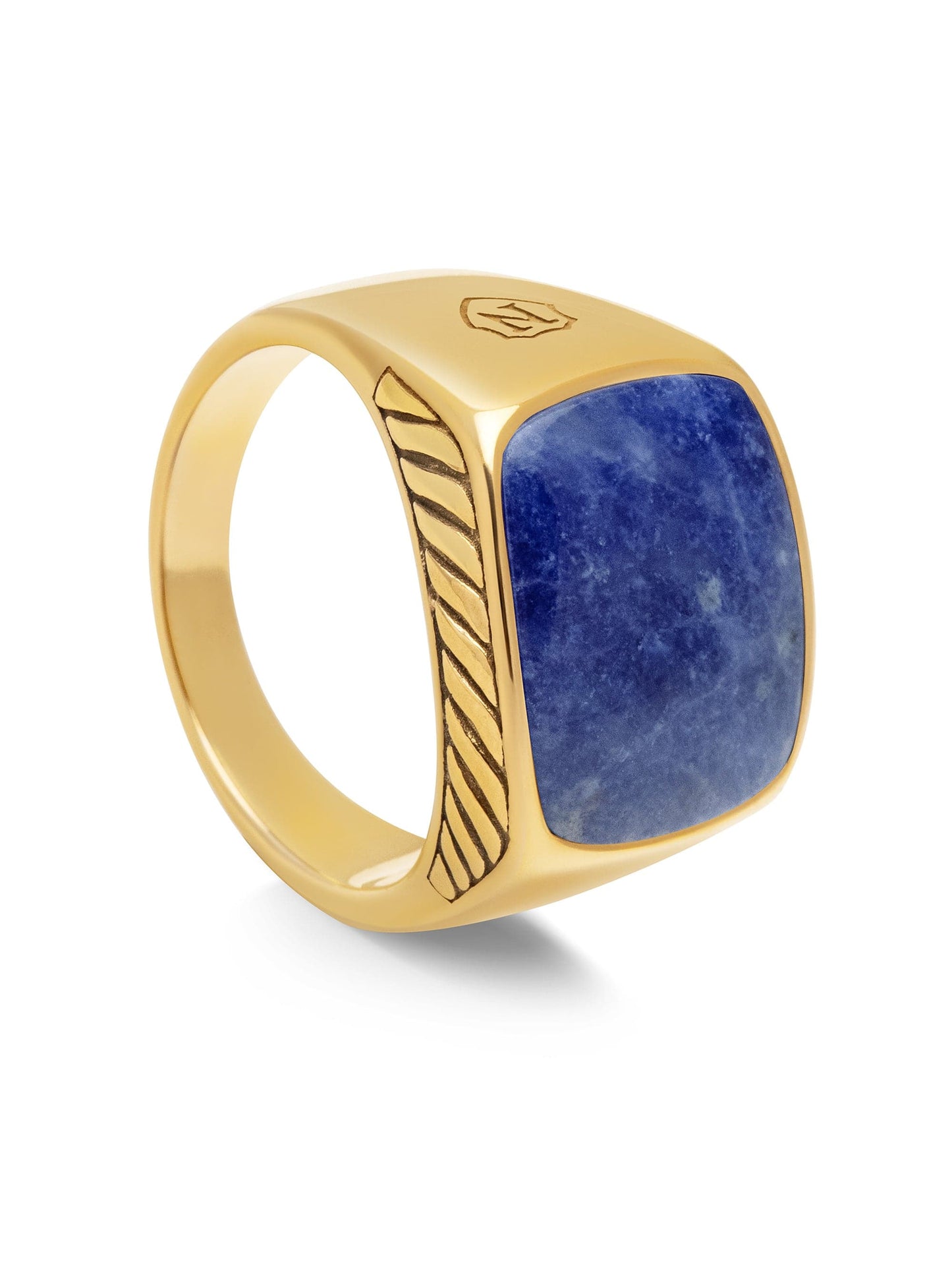 Gentleman's Gold Signet Ring with Blue Dumortierite