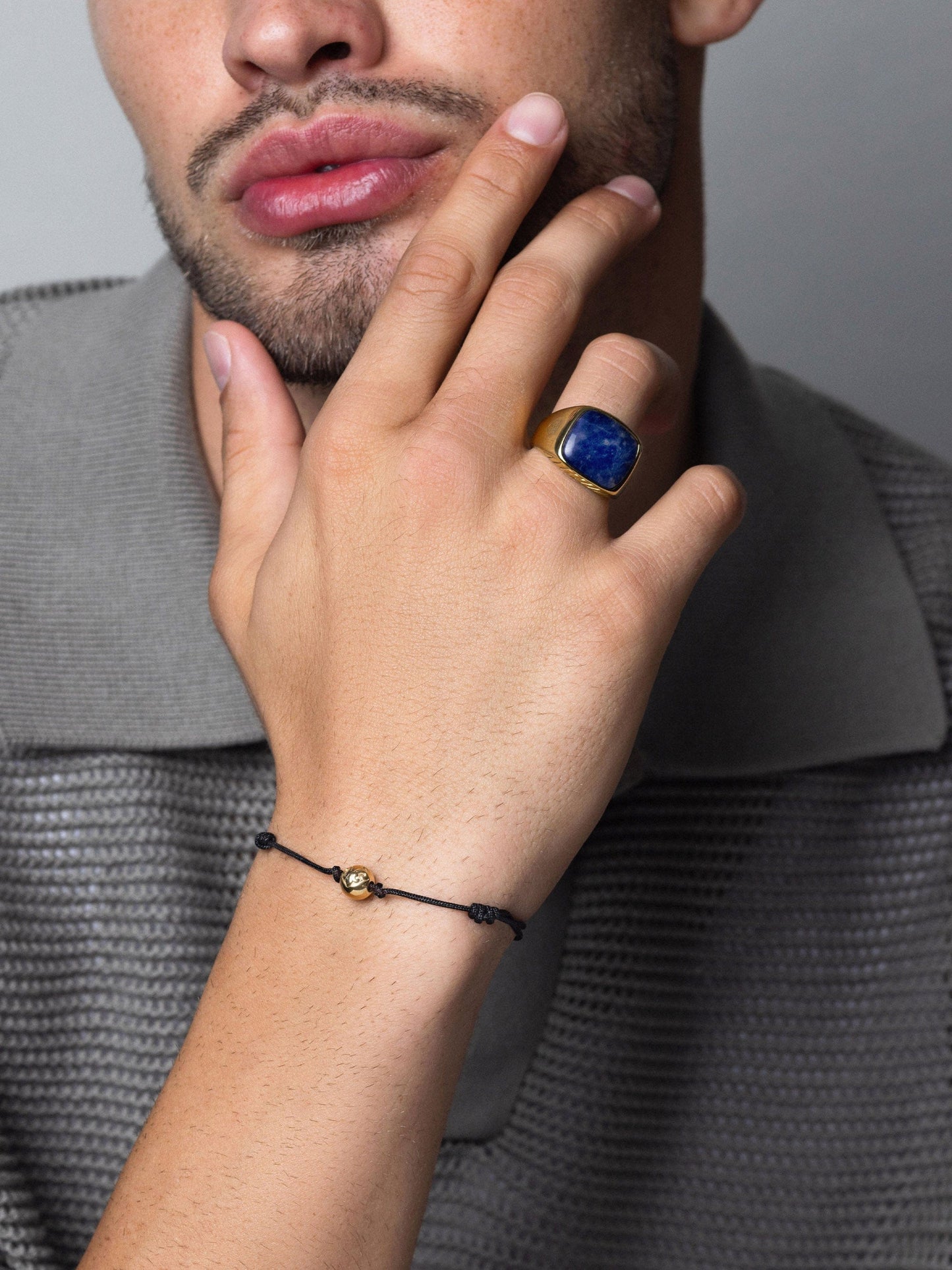 Gentleman's Gold Signet Ring with Blue Dumortierite