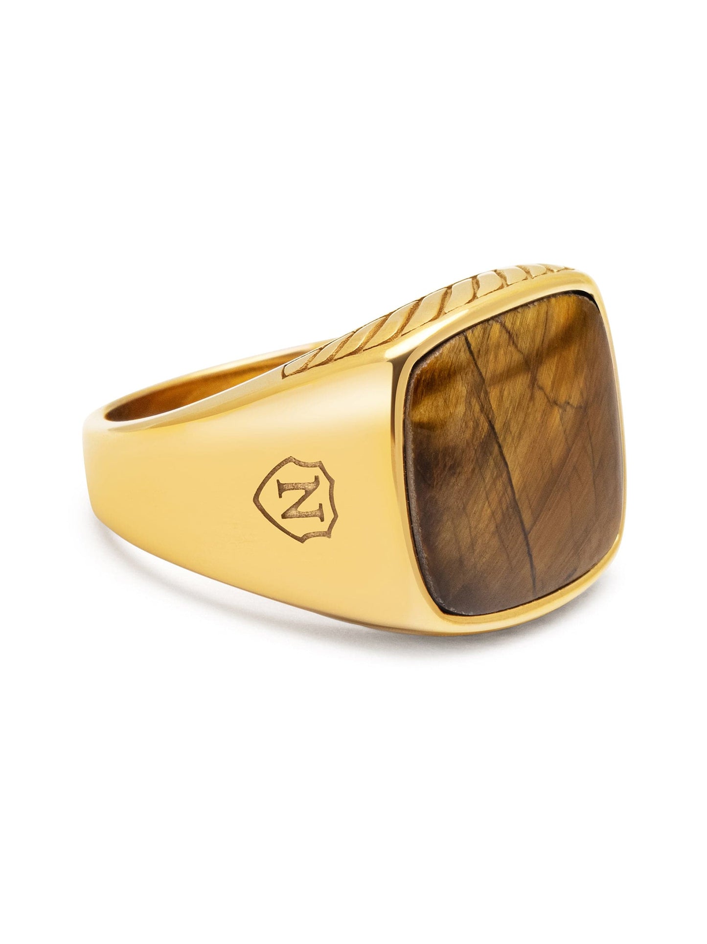 Gentleman's Gold Signet Ring with Brown Tiger Eye