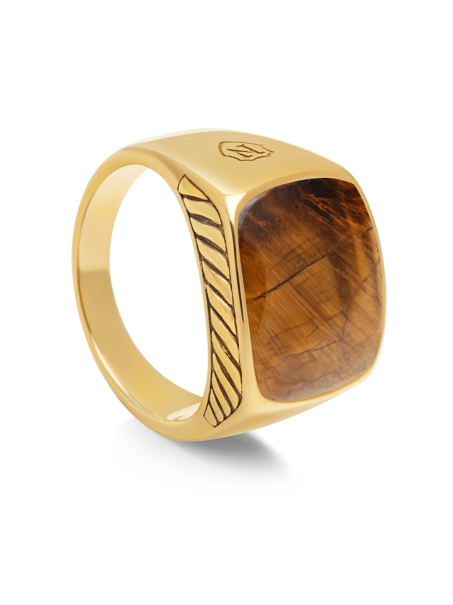 Gentleman's Gold Signet Ring with Brown Tiger Eye