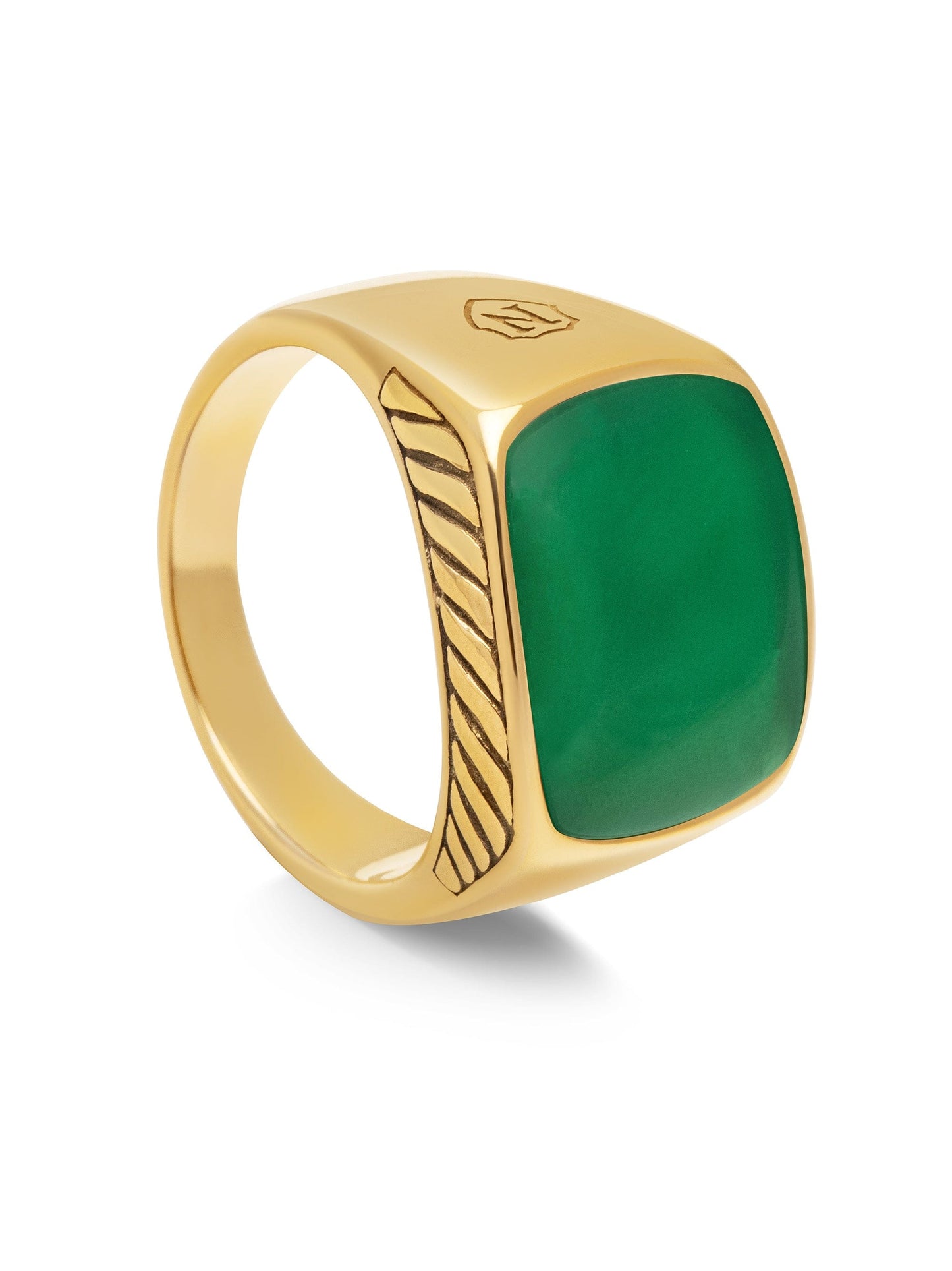 Gentleman's Gold Signet Ring with Green Agate