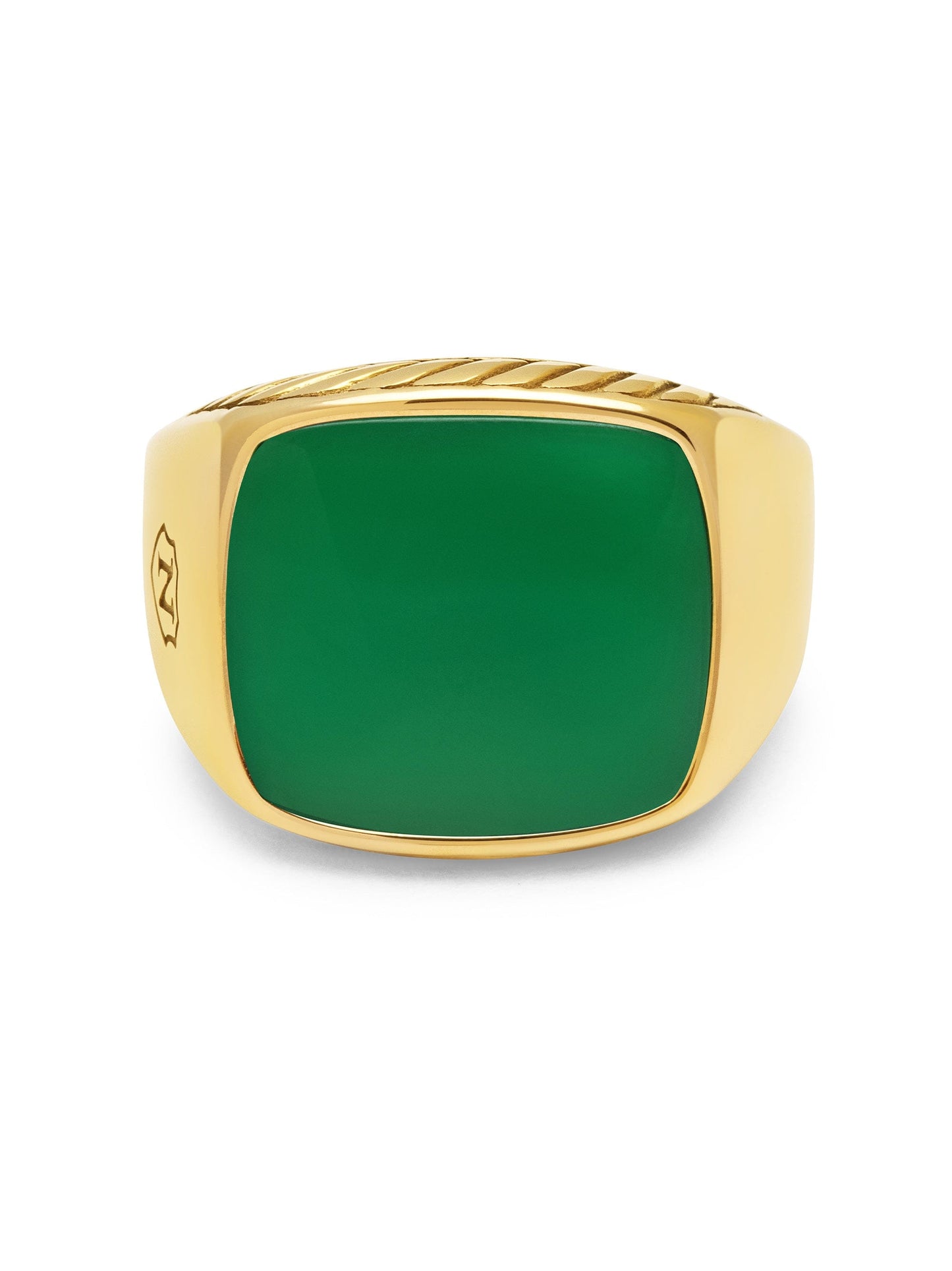 Gentleman's Gold Signet Ring with Green Agate
