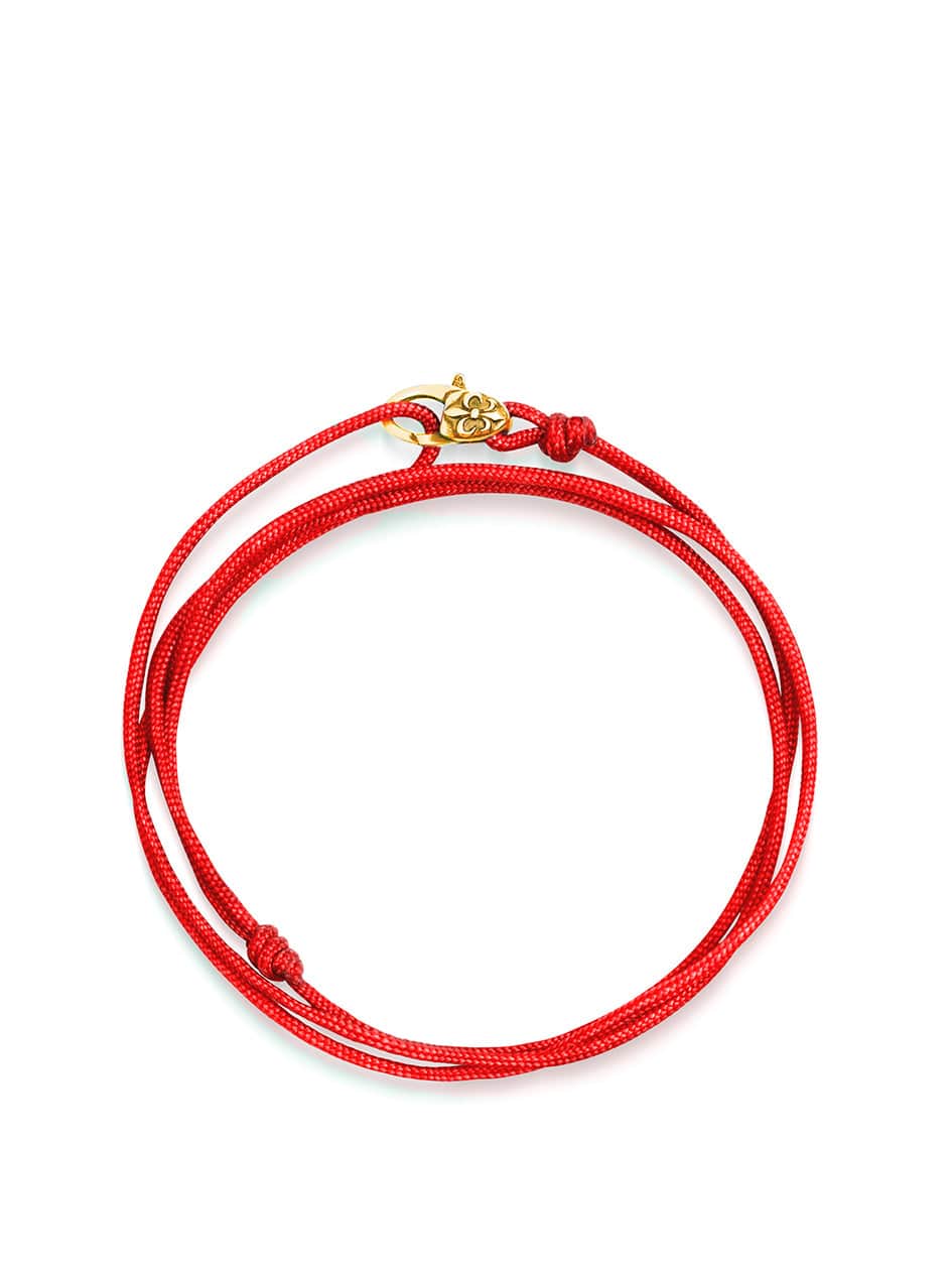 Red Wrap-Around String Bracelet with Sterling Silver Gold Plated Lock
