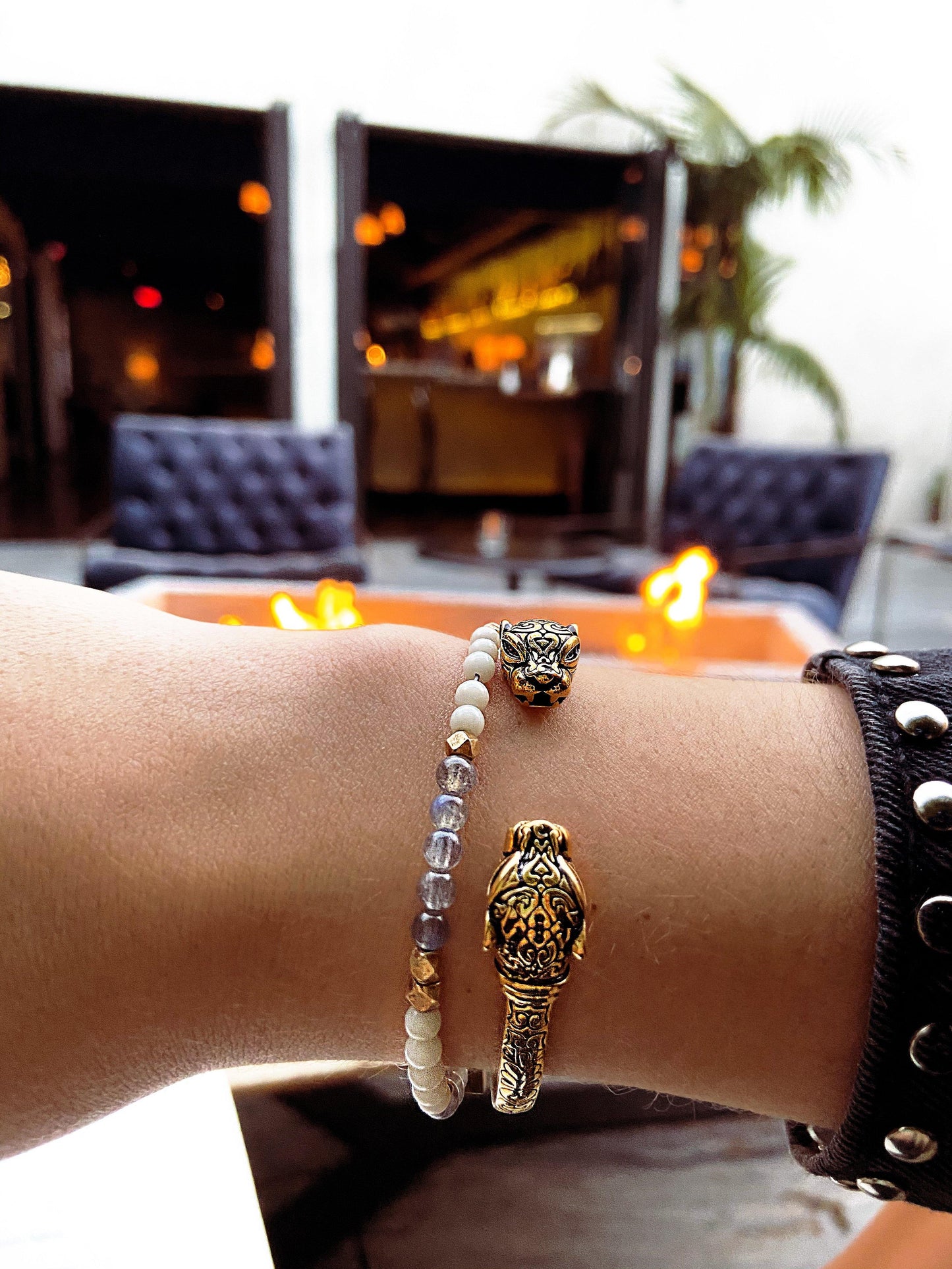 Women's Panther Bangle in Gold