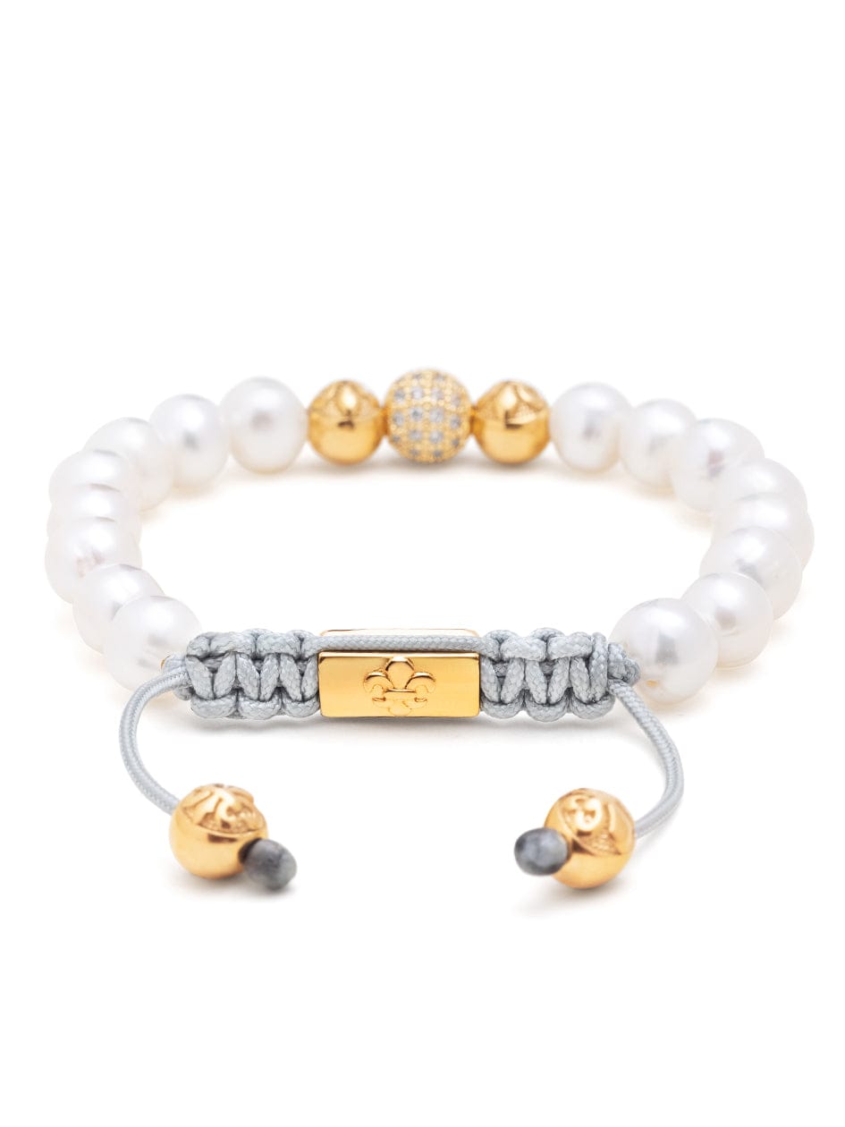 Women's Beaded Bracelet with White Sea Pearl and Gold