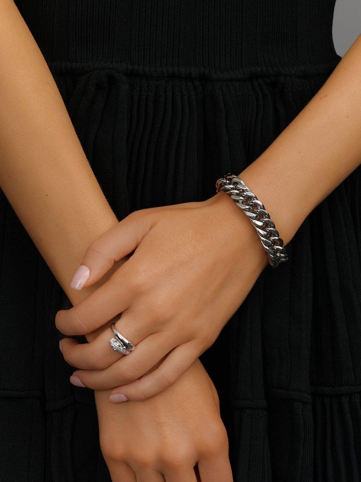Silver Chunky Cuban Chain Bracelet
