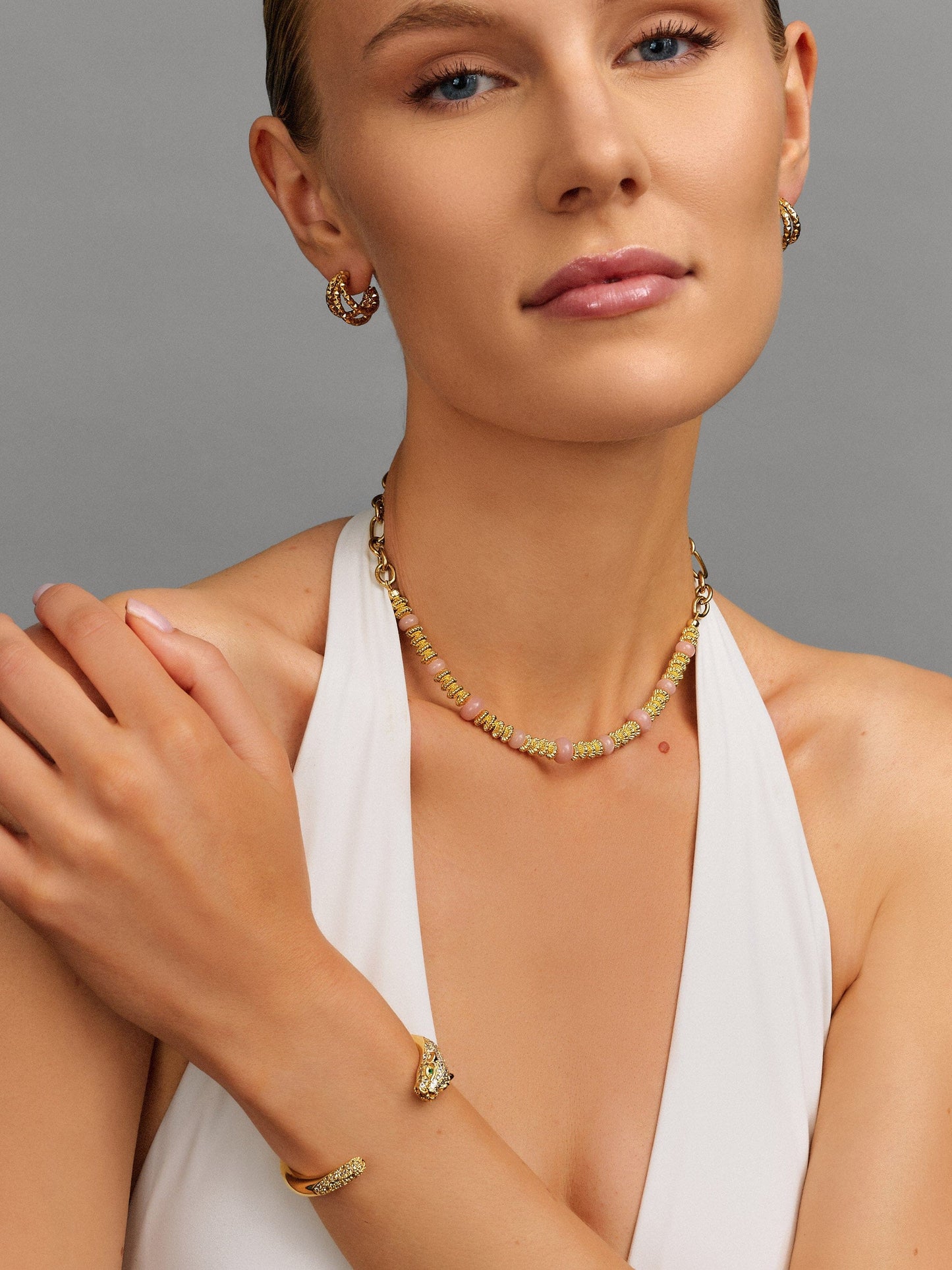 Chain Choker with Rose Quartz