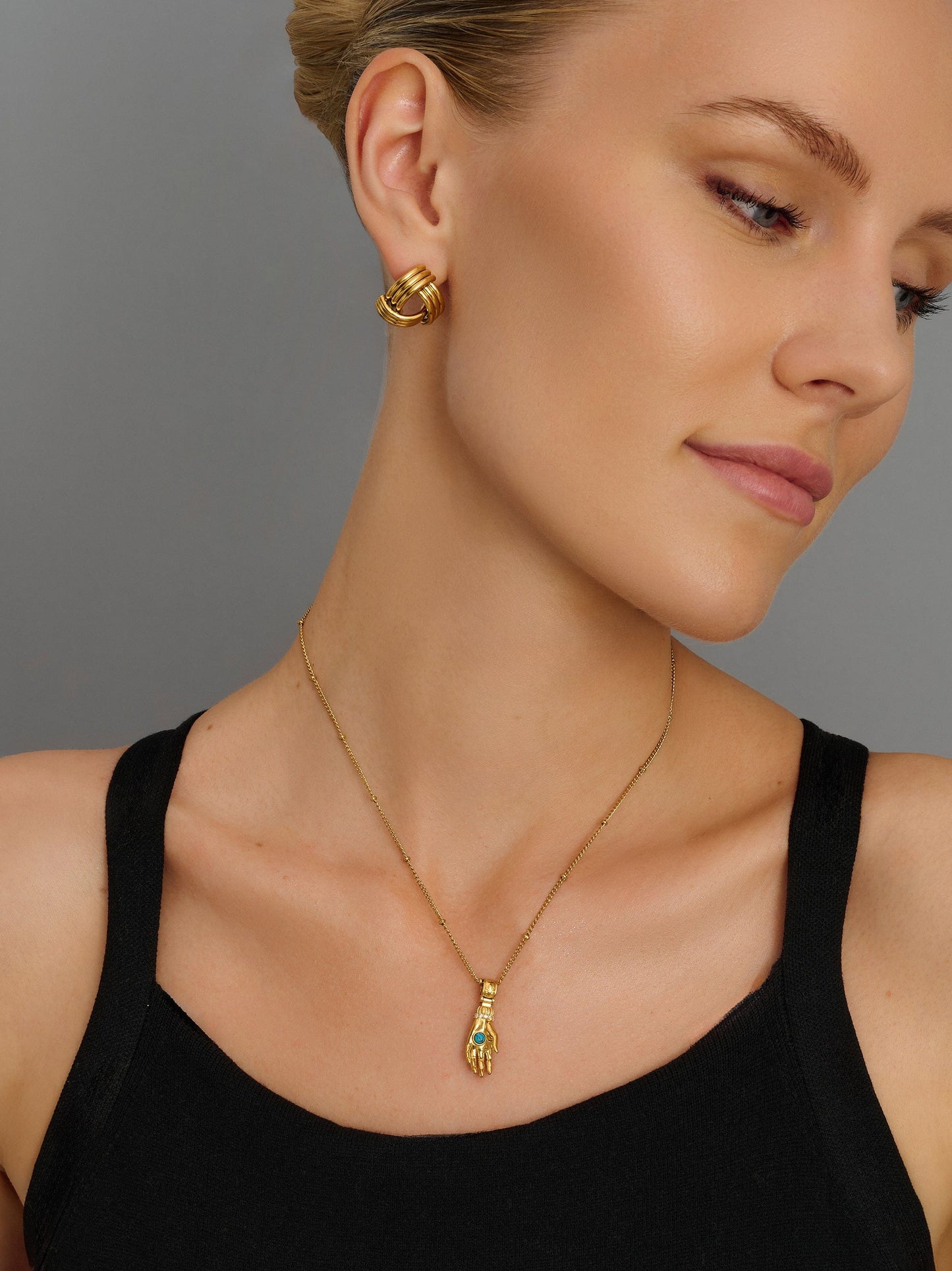Gold Guardian Hand Pendant Necklace