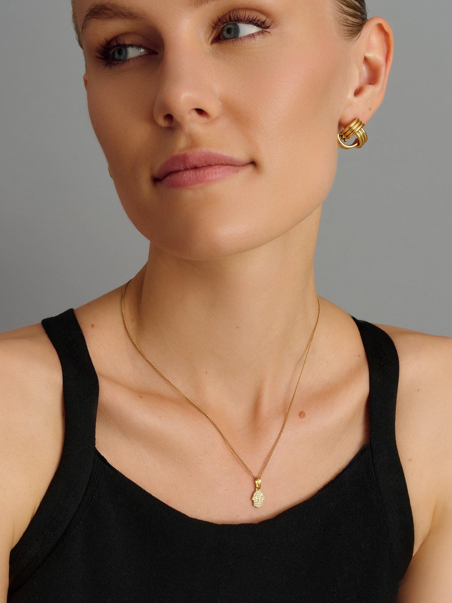 Women's Mini Hamsa Hand Necklace in Gold