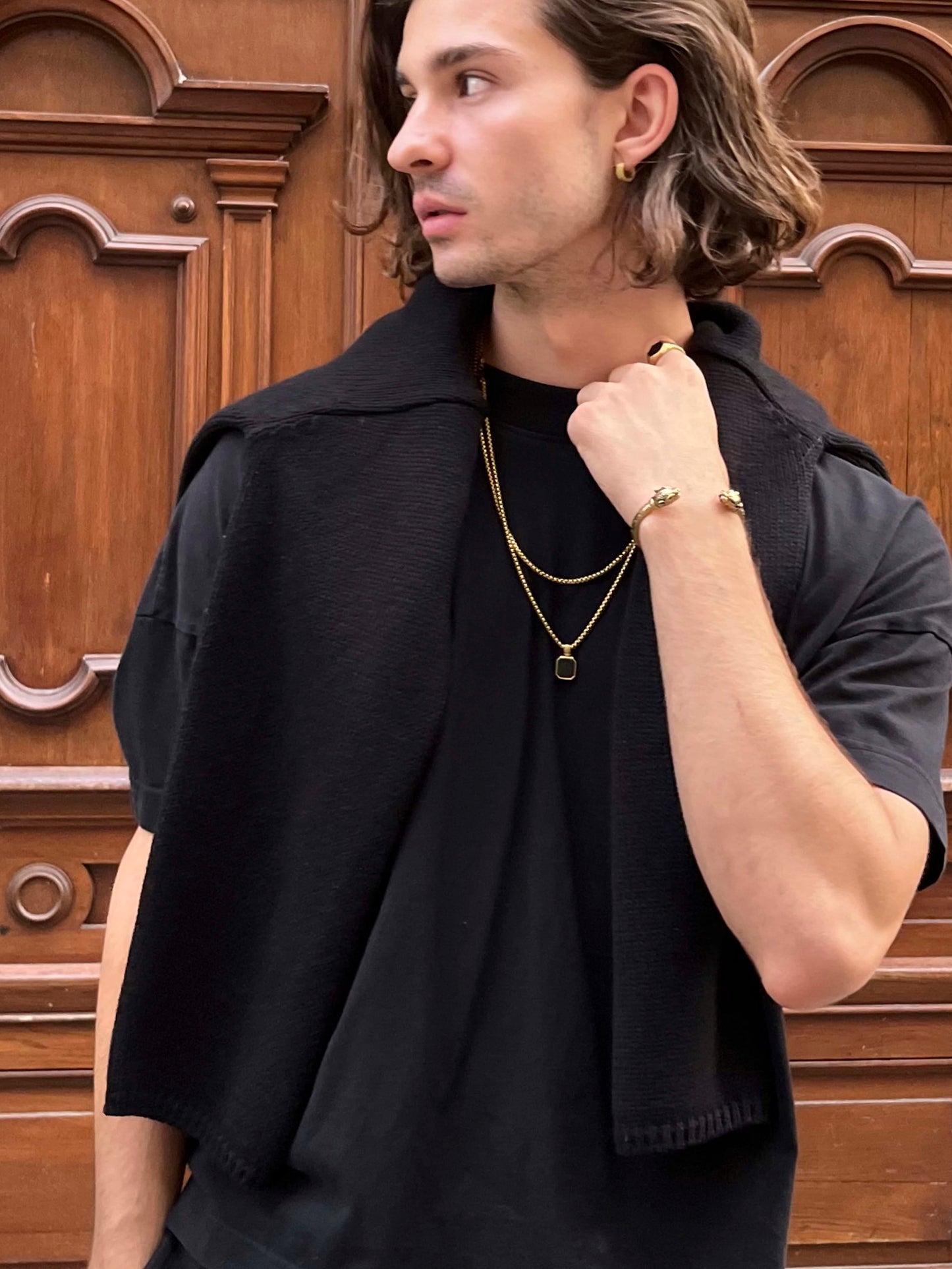 Men's Panther Bangle in Gold