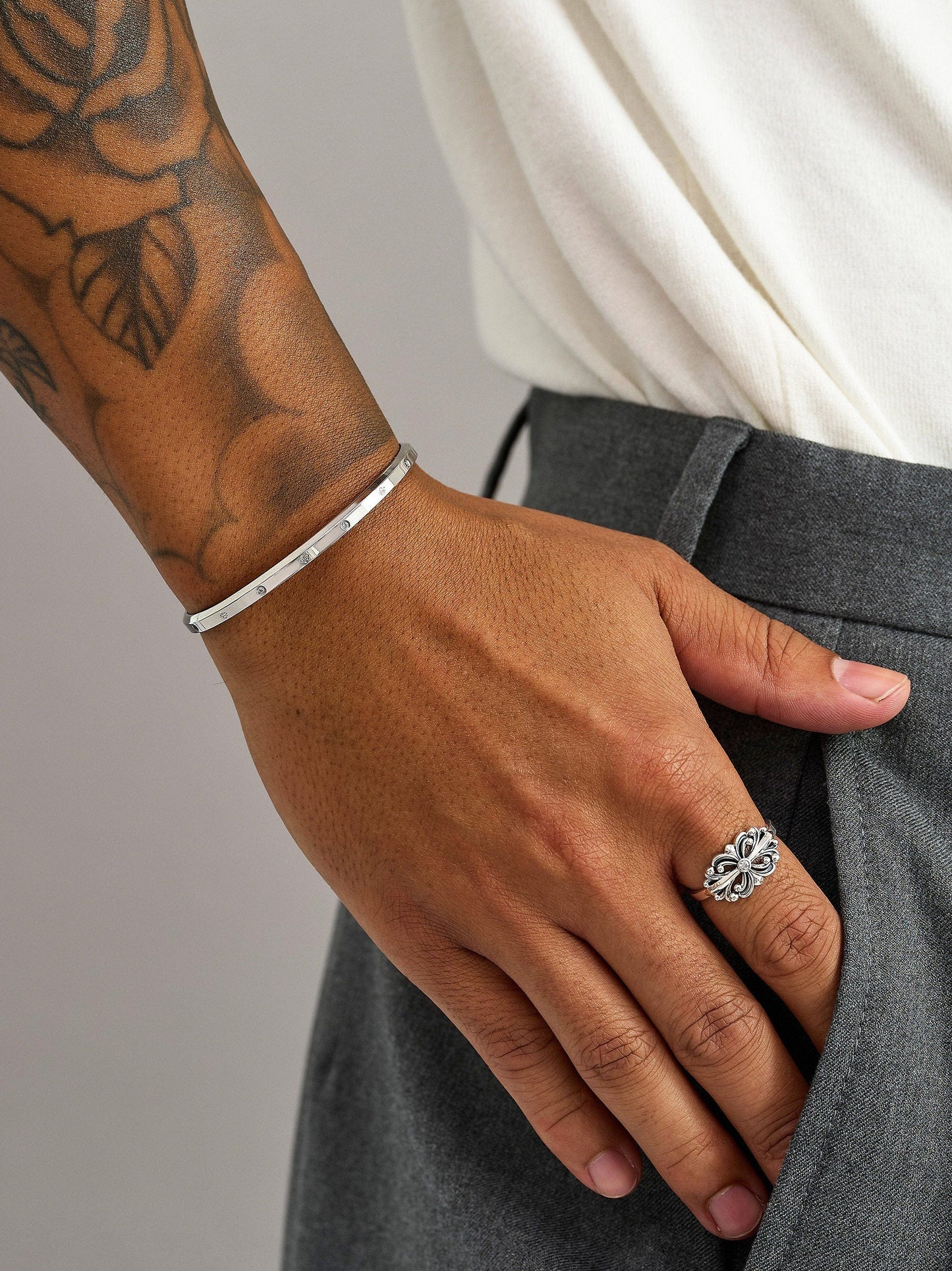 Silver Fleur de Lis Cuff