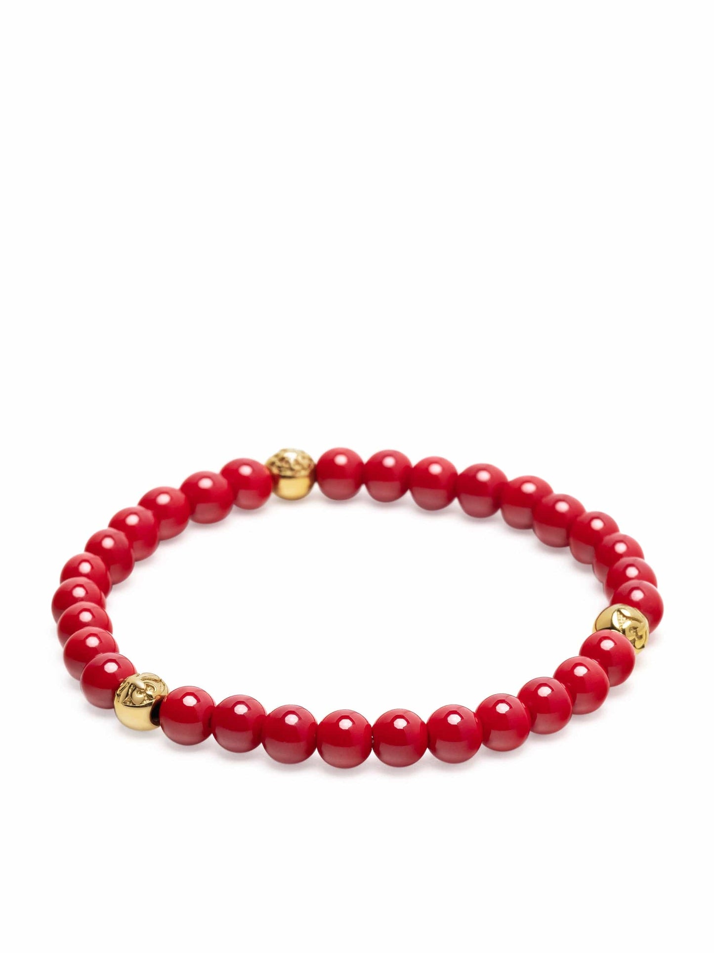 6mm Red Jade Bracelet with Gold Balls