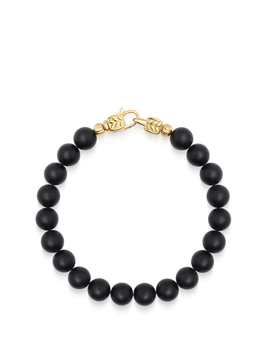 Black Onyx Healing Bracelet with Gold Lock