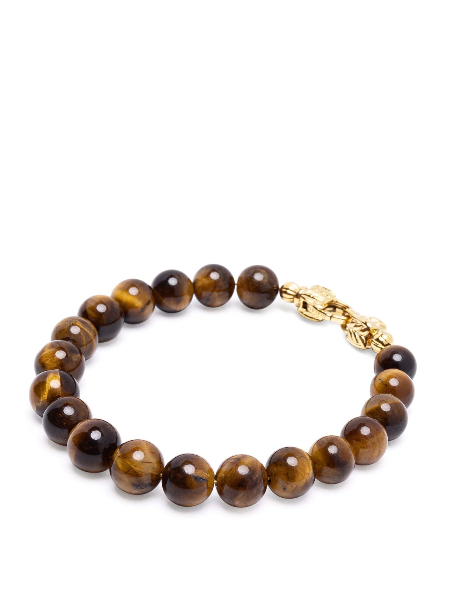 Brown Tiger Eye Healing Bracelet with Gold Lock