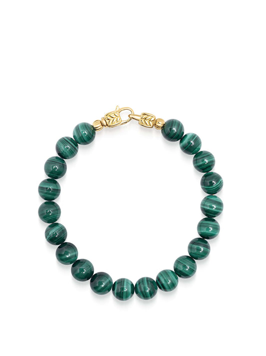 Green Malachite Healing Bracelet with Gold Lock