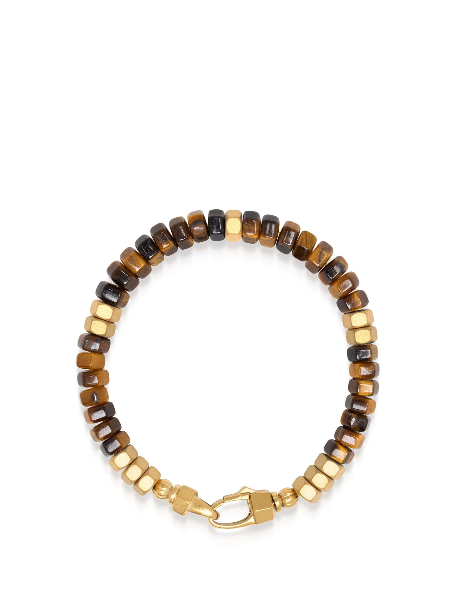 Men's Hexagon Beaded Bracelet with Tiger Eye and Gold