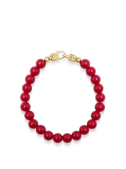 Red Jade Healing Bracelet with Gold Lock
