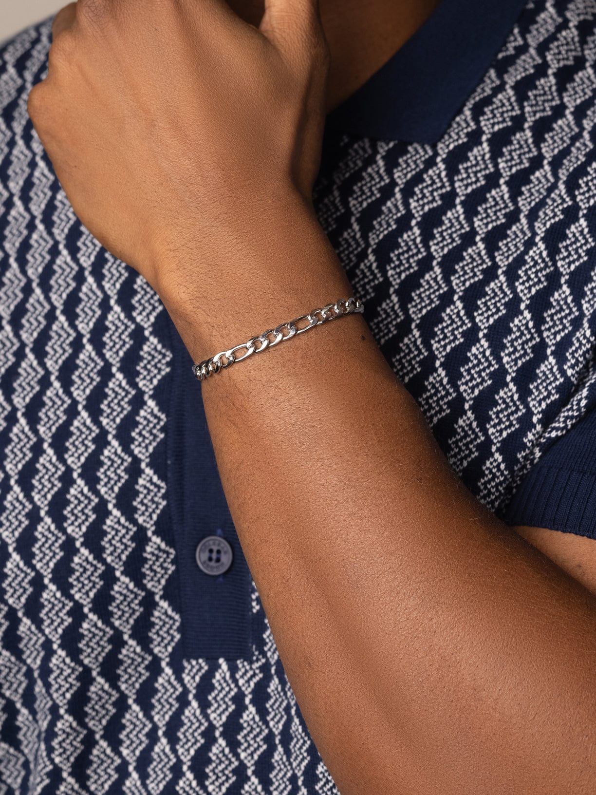 Men's Silver Figaro Bracelet in 6mm