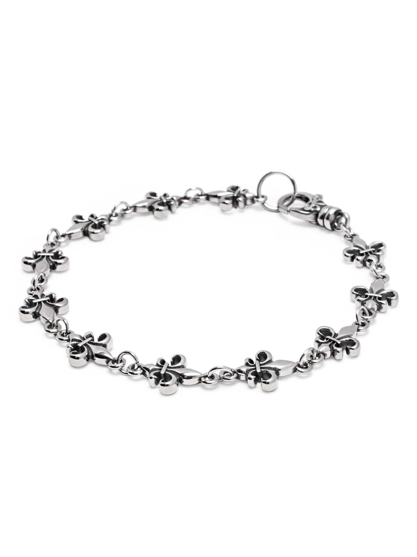 Men's Silver Fleur de Lis Linked Bracelet