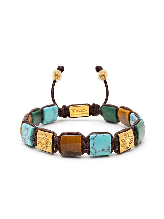 The Dorje Flatbead Collection - Turquoise, Green Jade and Brown Tiger Eye