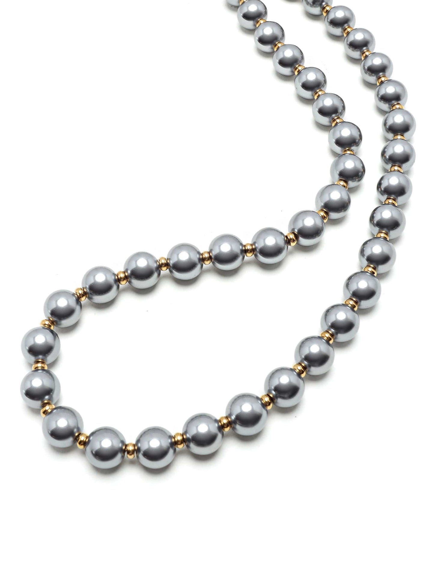 10mm Metallic Pearl Necklace with Gold