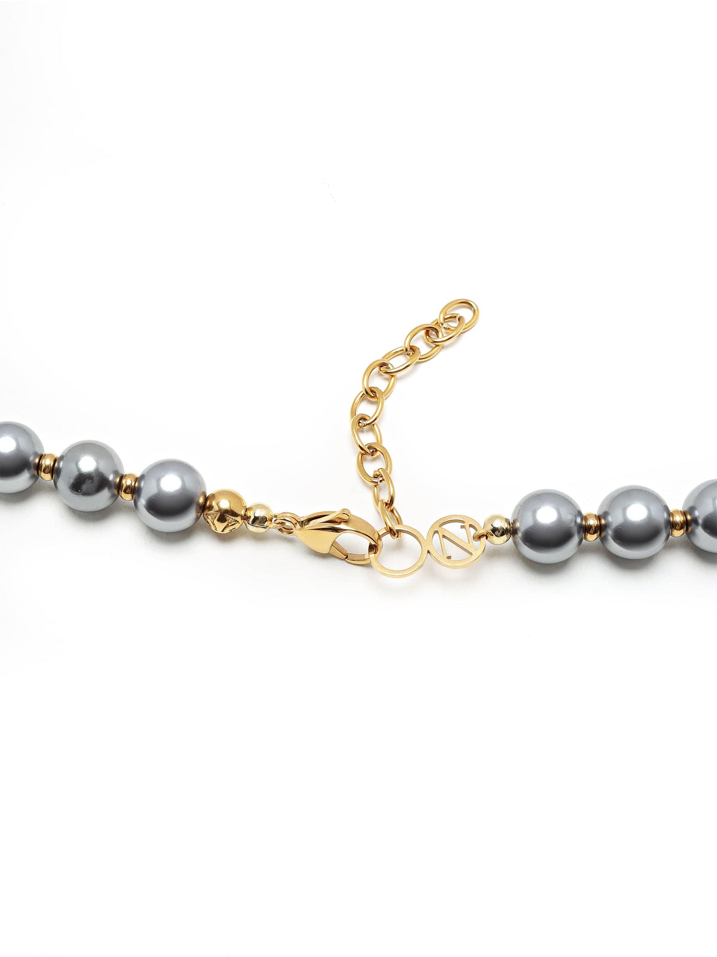 10mm Metallic Pearl Necklace with Gold