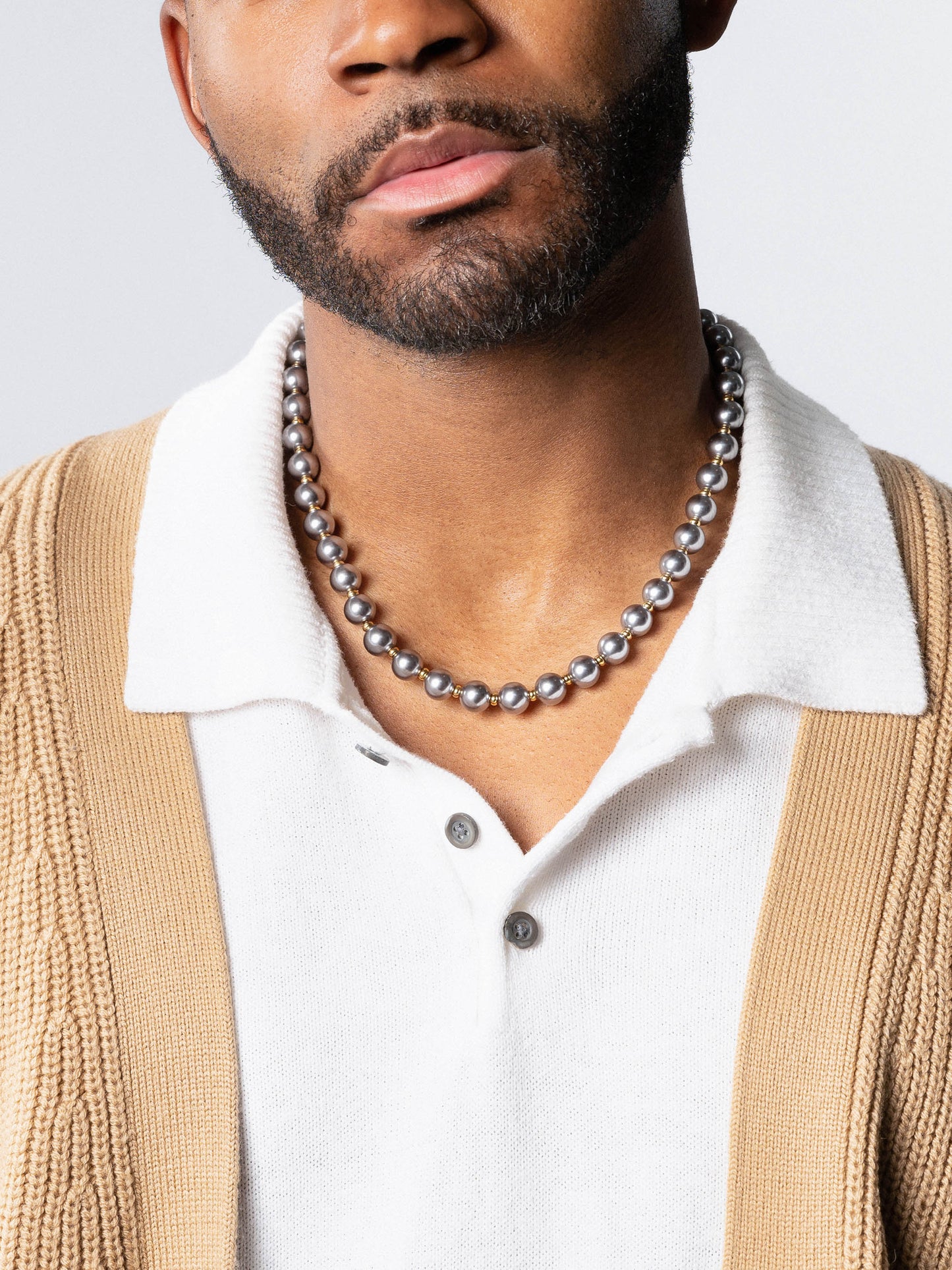 10mm Metallic Pearl Necklace with Gold
