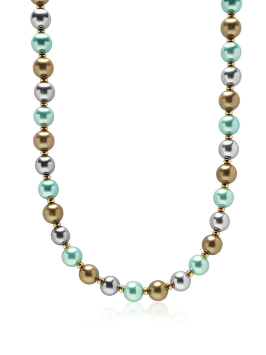 10mm Pastel Metallic Pearl Necklace with Gold