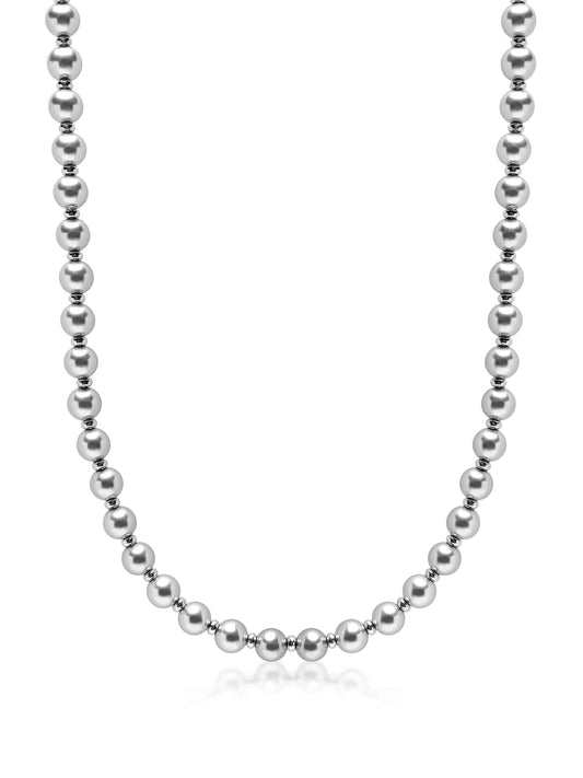 8mm Metallic Pearl Necklace with Silver