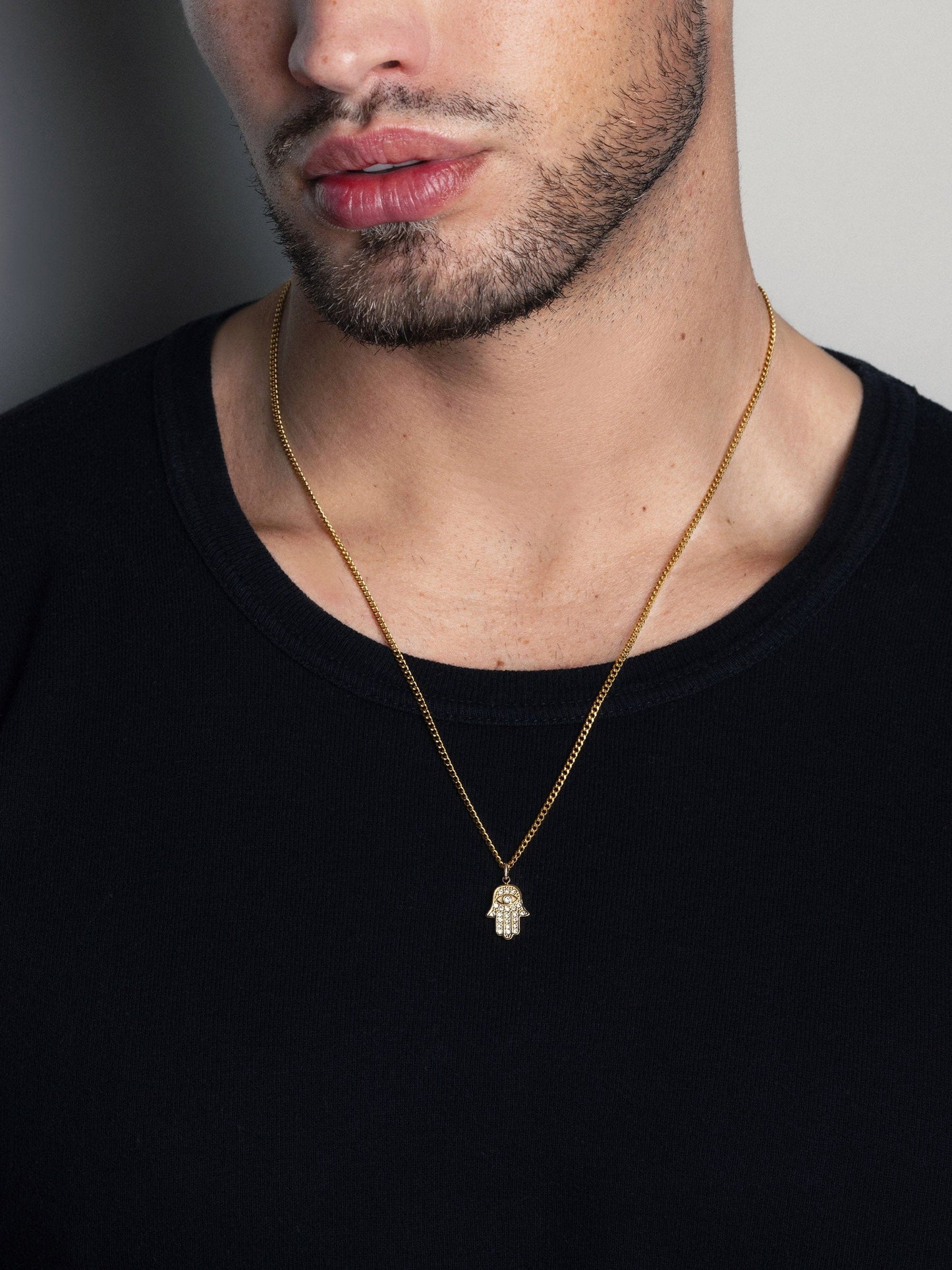 Men's Hamsa Hand Necklace in Gold