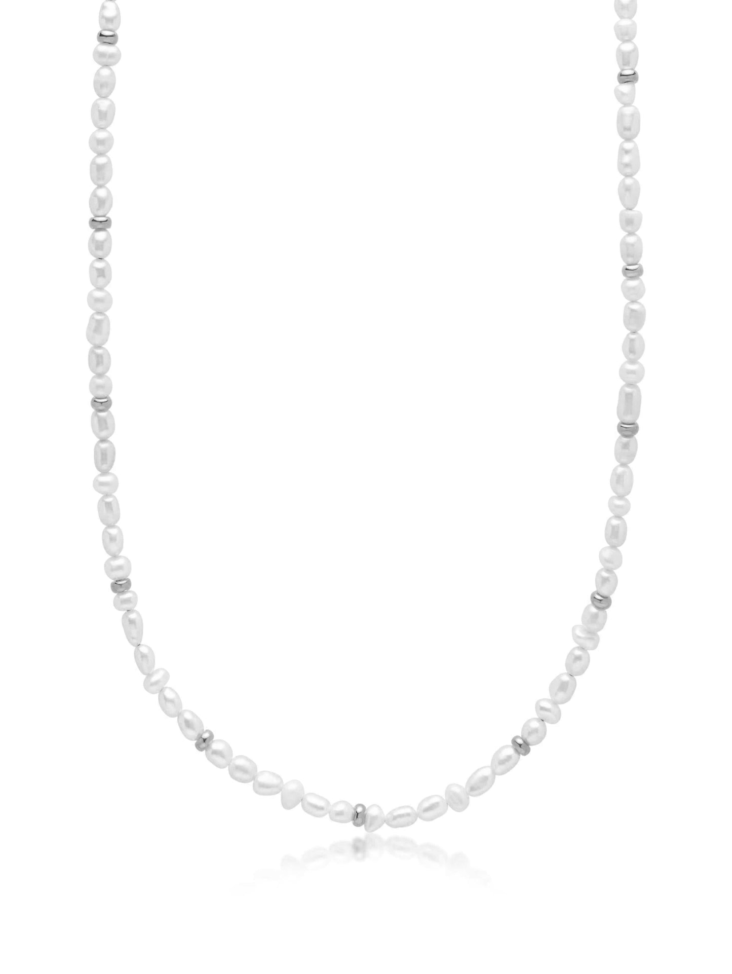 Men's Mini Pearl Necklace with Silver