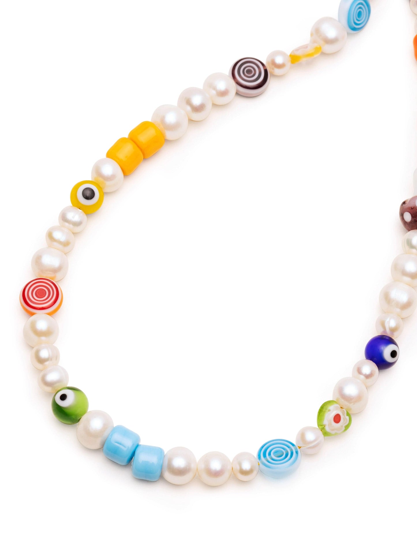 Men's Pearl Necklace with Playful Glass Beads
