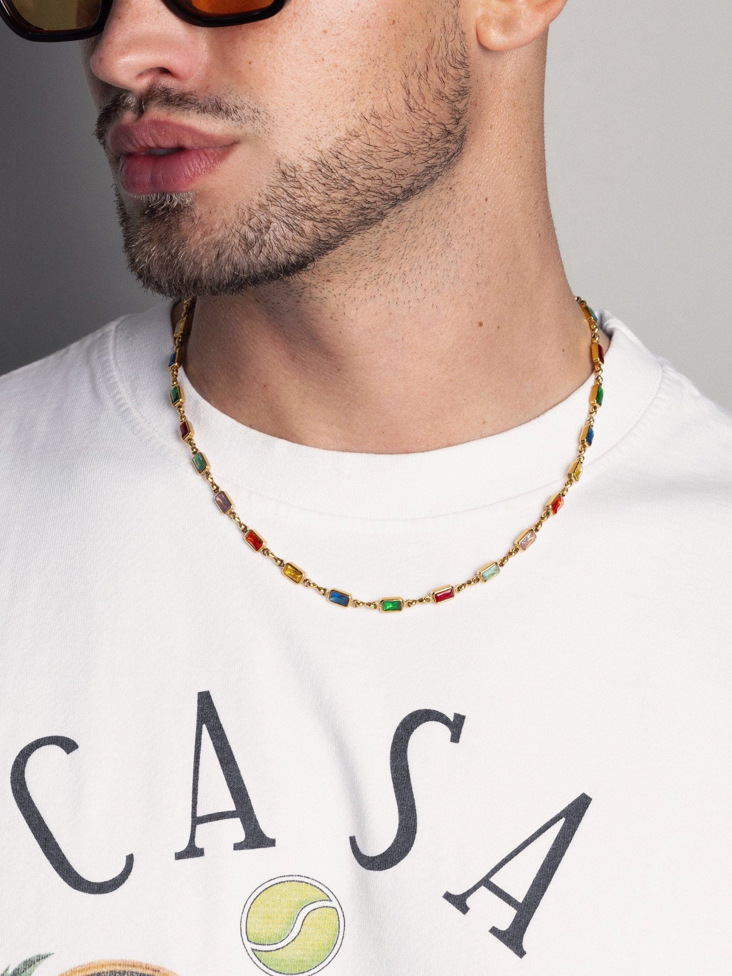 Men's Rectangle Tennis Necklace