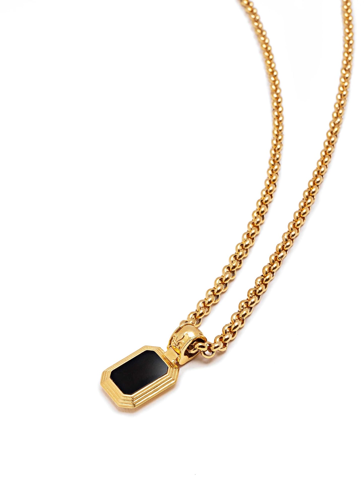 Men's Sterling Silver Necklace with Two-in-One Malachite & Black Onyx Pendant