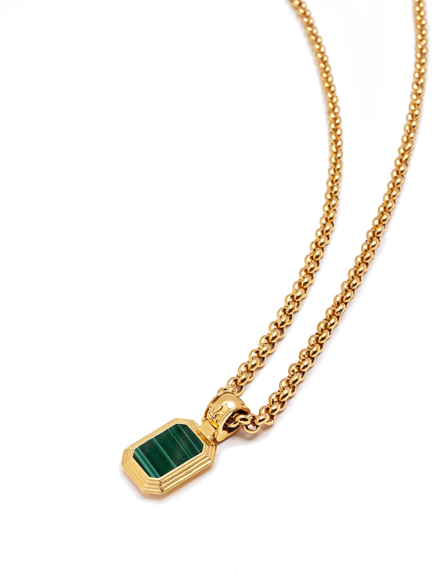 Men's Sterling Silver Necklace with Two-in-One Malachite & Black Onyx Pendant