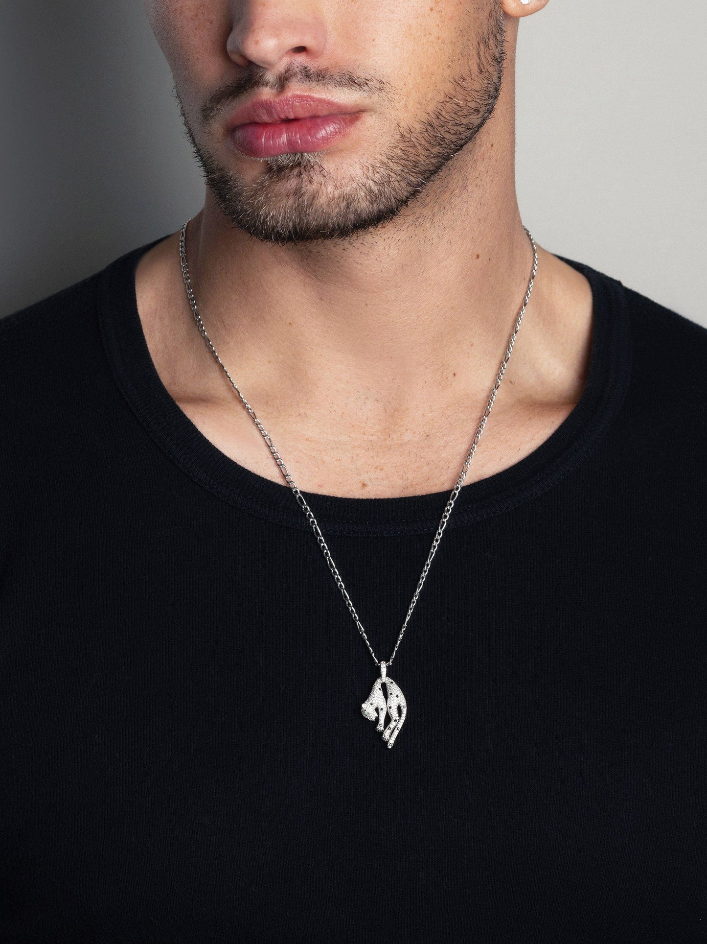 Men's Sterling Silver Panther Necklace