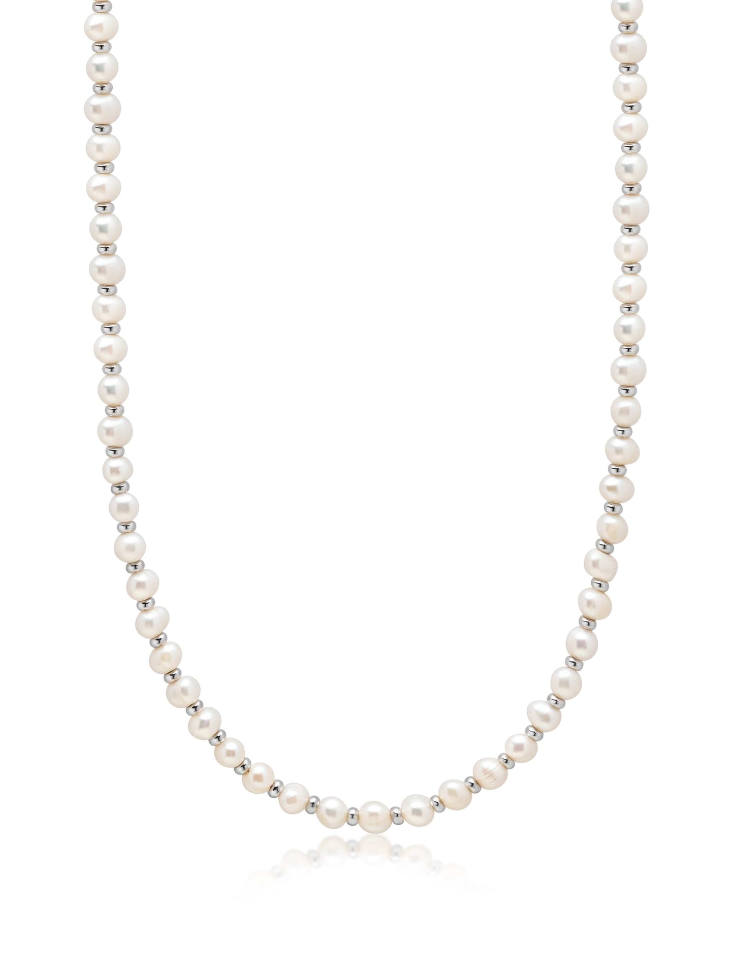 Mini Pearl Necklace with Silver