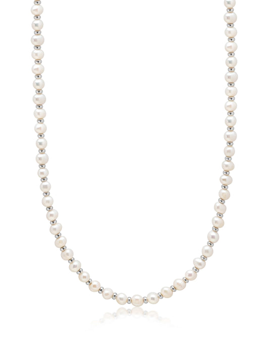 Mini Pearl Necklace with Silver