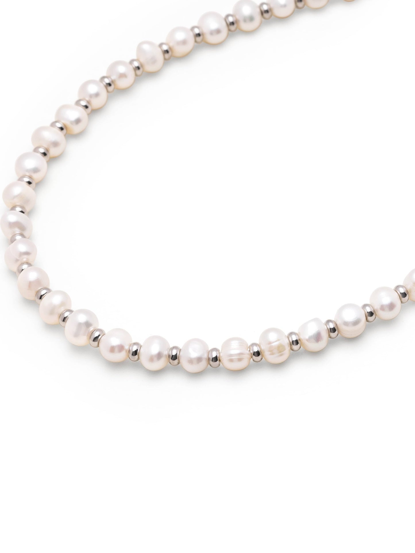 Mini Pearl Necklace with Silver