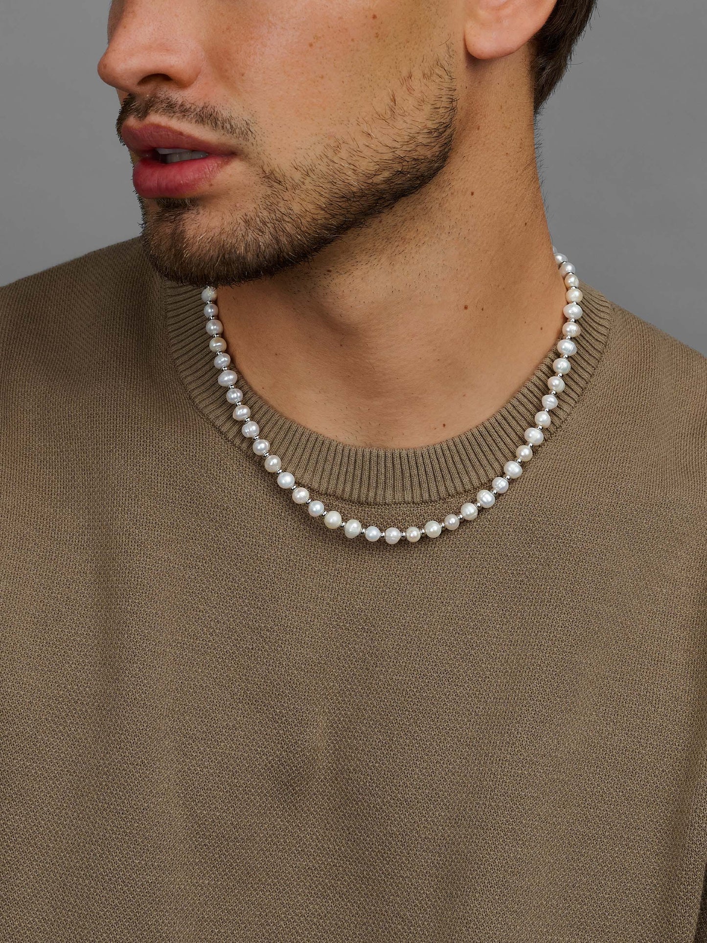 Mini Pearl Necklace with Silver