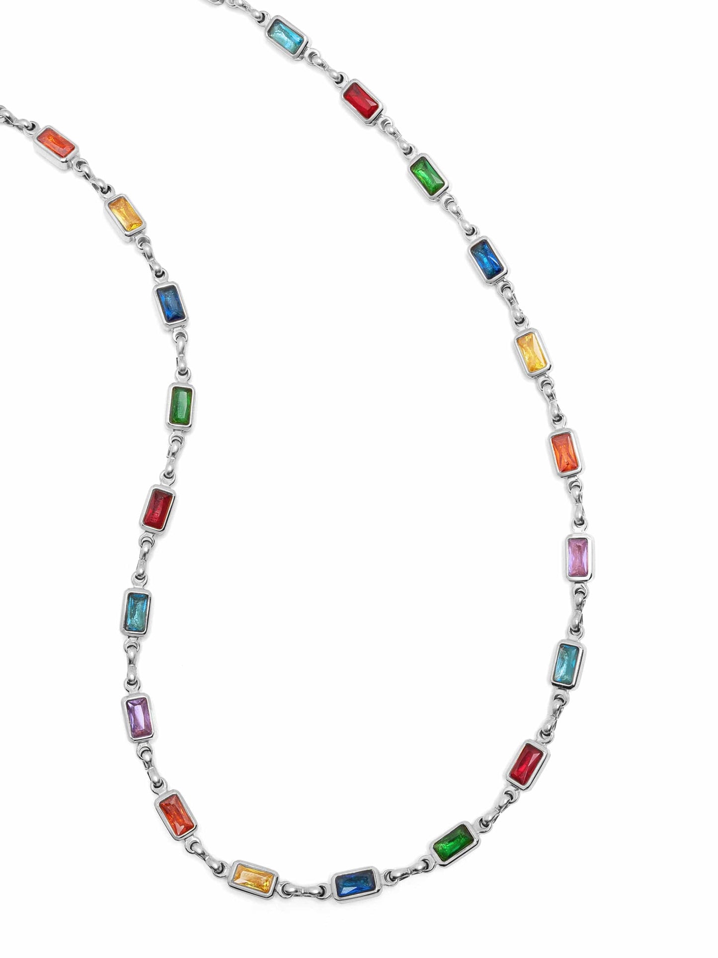 Rectangle Tennis Necklace in Silver